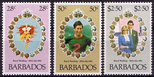 1981 Barbados Charles and Diana Royal Wedding Set Fine Mint