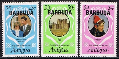 1981 Barbuda Charles and Diana Royal Wedding Set Fine Mint