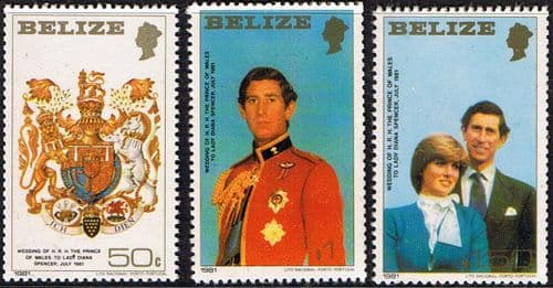 1981 Belize Charles and Diana Royal Wedding Set (Large) Fine Mint