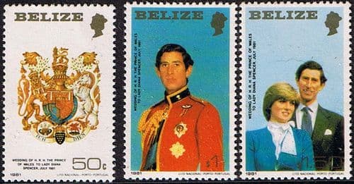 1981 Belize Charles and Diana Royal Wedding Set (Small) Fine Mint