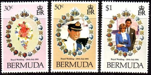 1981 Bermuda Charles and Diana Royal Wedding Set Fine Mint