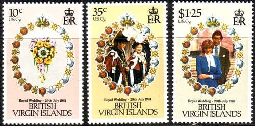 1981 British Virgin Islands Charles and Diana Royal Wedding Set Fine Mint