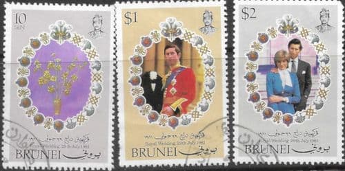 1981 Brunei Charles and Diana Royal Wedding Set Fine Used