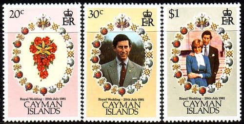1981 Cayman Islands Charles and Diana Royal Wedding Set Fine Mint