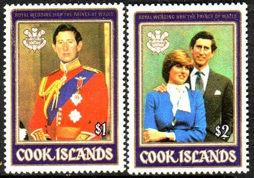 1981 Cook Islands Charles and Diana Royal Wedding Set Fine Mint