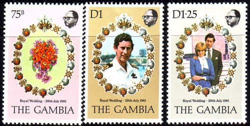 1981 Gambia Charles and Diana Royal Wedding Set Fine Mint