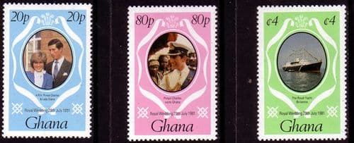 1981 Ghana Charles and Diana Royal Wedding Set (1st. Issue) Fine Mint