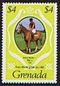1981 Grenada Charles and Diana Royal Wedding $4 Changed Colour Fine Mint