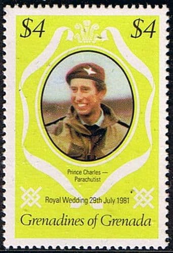 1981 Grenadines of Grenada Charles and Diana Royal Wedding $4 Changed Colour Fine Mint