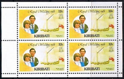 1981 Kiribati Charles and Diana Royal Wedding 12c Booklet Pane Fine Mint