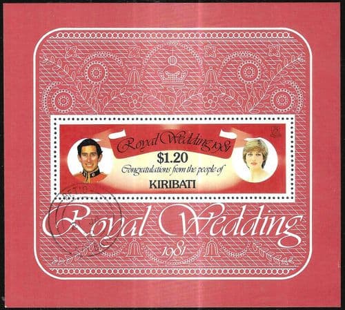 1981 Kiribati Charles and Diana Royal Wedding Miniature Sheet Fine Used