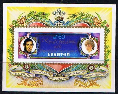 1981 Lesotho Charles and Diana Royal Wedding Miniture Sheet IMPERF Fine Mint