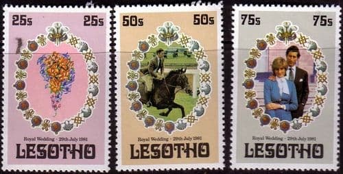 1981 Lesotho Charles and Diana Royal Wedding Set Fine Mint