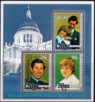 1981 Niue Charles and Diana Royal Wedding Miniature Sheet Fine Mint