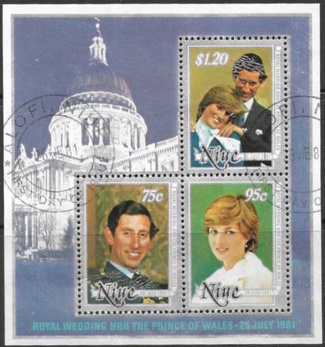 1981 Niue Charles and Diana Royal Wedding Miniature Sheet Fine Used