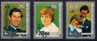 1981 Niue Charles and Diana Royal Wedding Set Disabled Surcharge Fine Mint