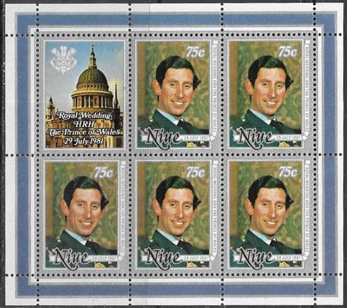 1981 Niue Charles and Diana Royal Wedding SG 430 Sheet Fine Mint