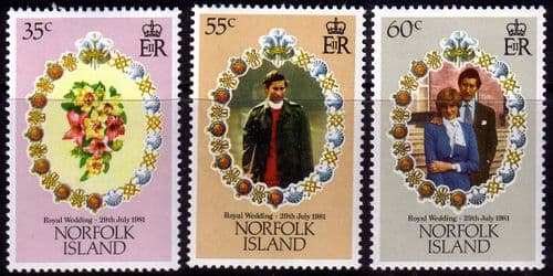 1981 Norfolk Island Charles and Diana Royal Wedding Set Fine Mint