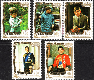 1981 Penrhyn Island Charles and Diana Royal Wedding Set Fine Mint