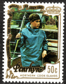 1981 Penrhyn Island Charles and Diana Royal Wedding SG 230 Surcharge Fine Mint