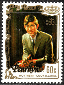 1981 Penrhyn Island Charles and Diana Royal Wedding SG 231 Surcharge Fine Mint