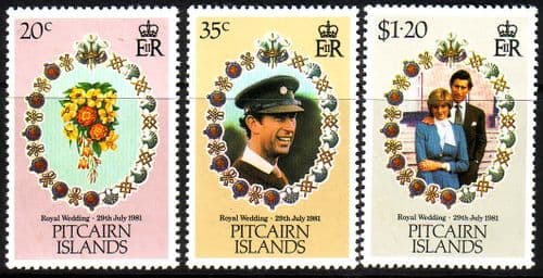 1981 Pitcairn Islands Charles and Diana Royal Wedding Set Fine Mint
