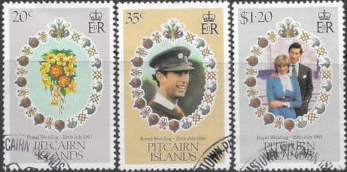 1981 Pitcairn Islands Charles and Diana Royal Wedding Set Fine Used