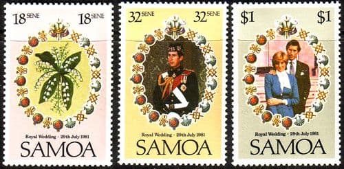 1981 Samoa Charles and Diana Royal Wedding Set Fine Mint