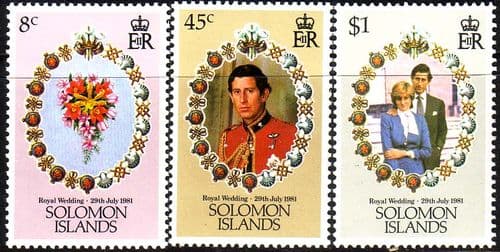 1981 Solomon Islands Charles and Diana Royal Wedding Set Fine Mint