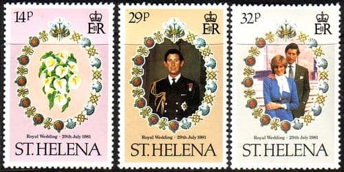 1981 St Helena Charles and Diana Royal Wedding Set Fine Mint
