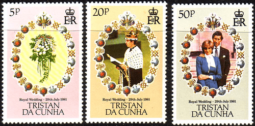 1981 Tristan Da Cunha Charles and Diana Royal Wedding Set Fine Mint