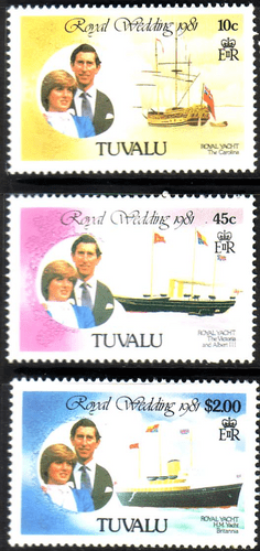 1981 Tuvalu Charles and Diana Royal Wedding from Set Fine Mint