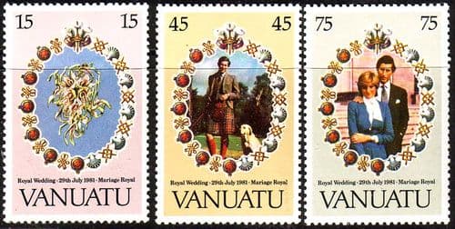 1981 Vanuatu Charles and Diana Royal Wedding Set Fine Mint