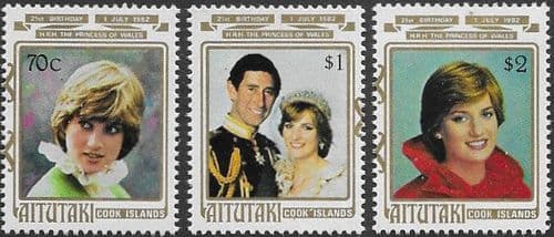 1982 Aitutaki 21st Birthday of Princess of Wales Set Fine Mint