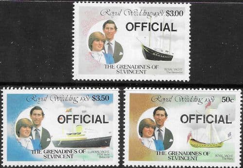 1982 Grenadines of St Vincent Charles and Diana Royal Wedding OFFICIAL Set Fine Mint