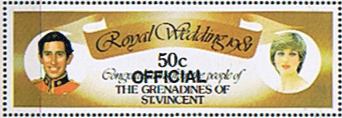 1982 Grenadines of St Vincent Charles and Diana Royal Wedding SG O2 OFFICIAL Fine Mint