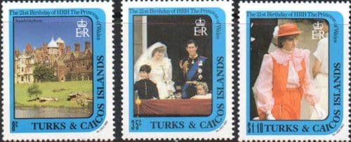 1982 Turks and caicos Islands Diana 21st Birthday Set 2nd Issue Fine Mint