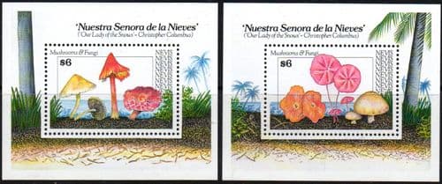 1991 Nevis Mushrooms and Fungi Set (2nd series) of Miniature Sheets Fine Mint