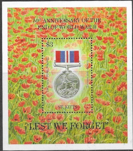 1995 St Kitts End of Second World War Miniature Sheet Fine Mint