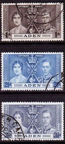 Aden 1937 King George VI Coronation Set Fine Used