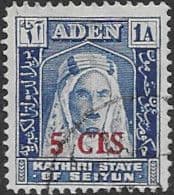 Aden Kathiri State of Seiyun 1951 Sultan Surcharged SG 20 Fine Used