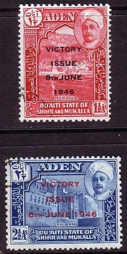 Aden Mukalla 1946 King George VI Victory Set Fine Used