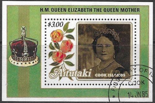 Aitutaki 1985 Life and Times of Queen Elizabeth the Queen Mother Miniature Sheet Fine Used