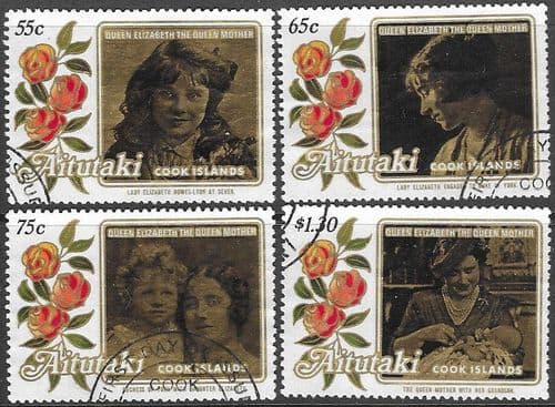 Aitutaki 1985 Life and Times of Queen Elizabeth the Queen Mother Set Fine Used