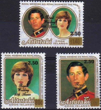 Aitutaki Island 1987 Royal Ruby Wedding Set Fine Mint