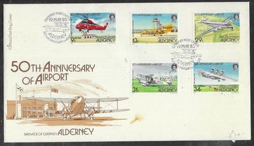 Alderney 1985 Anniversary of Alderney Airport Set Fine Mint on First Day Cover