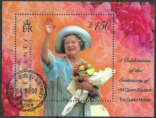 Alderney 2000 Queen Mothers 100th Birthday Miniature Sheet Fine Used
