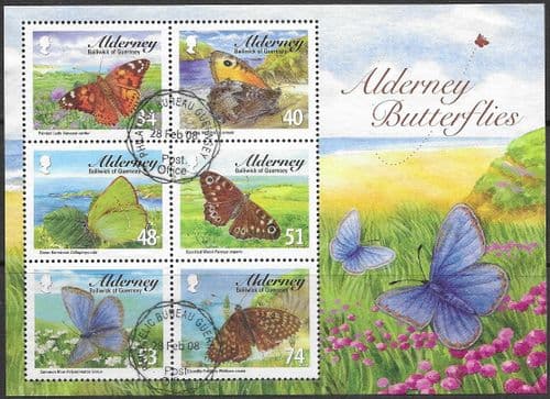 Alderney 2008 Butterflies Miniature Sheet Fine Used