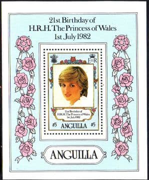 Anguilla 1982 Diana 21st Birthday $5 Mini Sheet Fine Mint