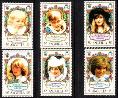 Anguilla 1982 Diana 21st Birthday Set Fine Mint